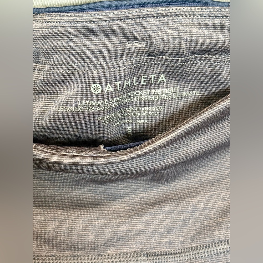 Athleta Ultimate Stash Pocket 7/8 Tight Leggings Blue Hearth Rose, Size S - Picture 2 of 9